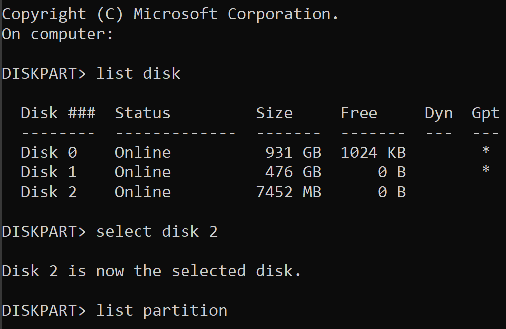 DiskPart Tool